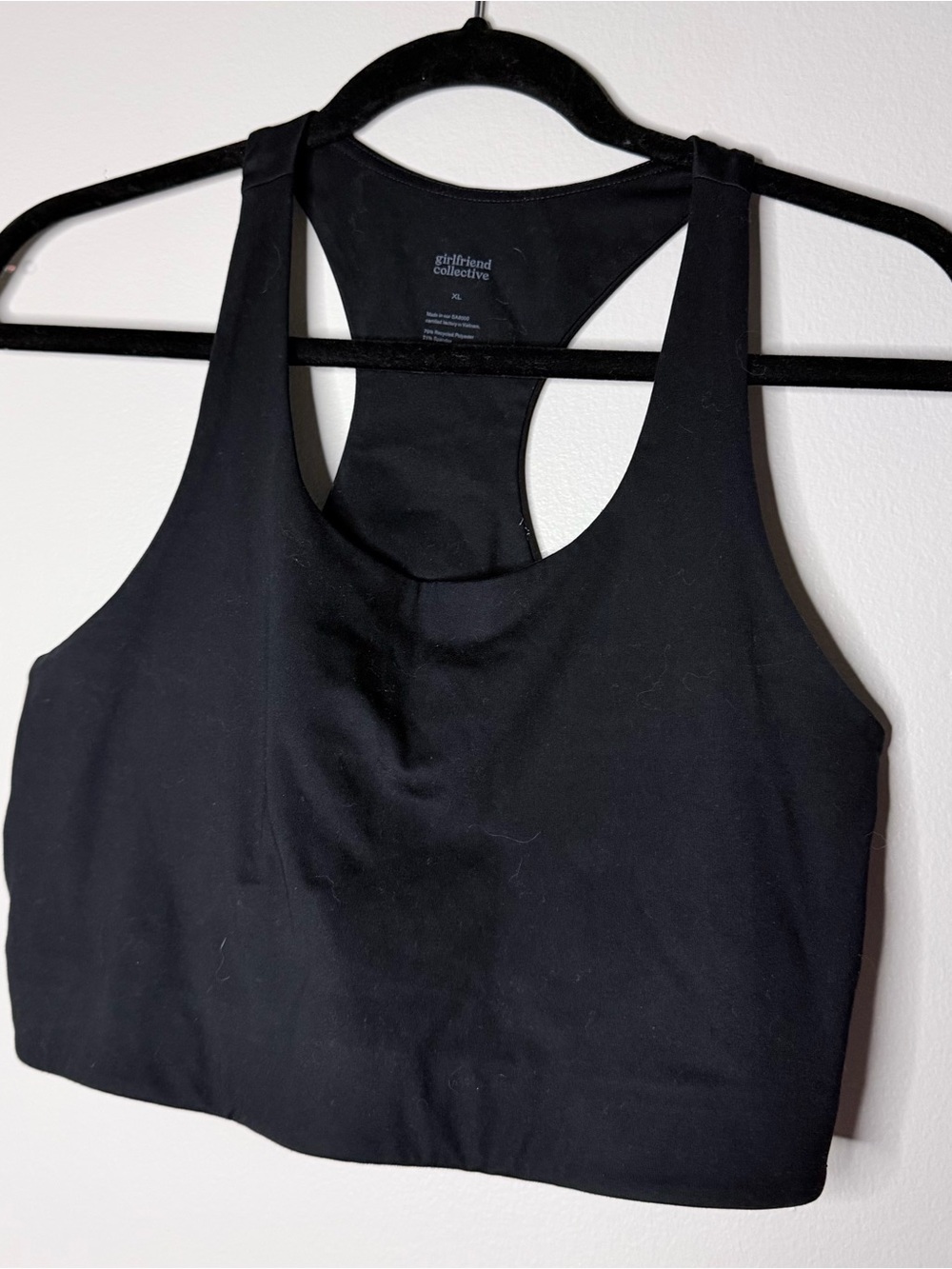 girlfriend collective Black High-Neck Racerback Sports Bra